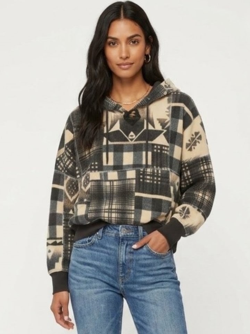 Vintage Polo Ralph Lauren Southwestern Patchwork Patterned Pullover Hoodie - XS